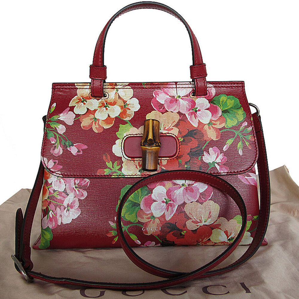 Gucci Bloom Flower handbag shoulder bag bamboo leather Burgundy Red multicolored